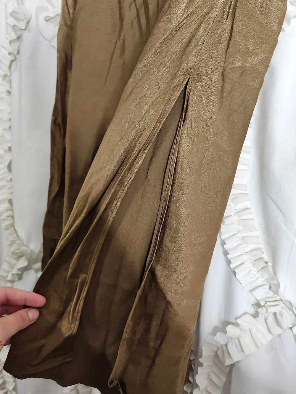 J Crew Collection Silky Side Slit Maxi Skirt Pull On Luster Crepe BR534 Sz Small